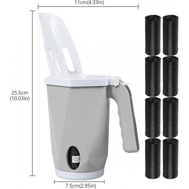 Pelle de litière pour chat, Pelle de litière pour chat avec 8 sacs de taille, Pelle de litière portable pour chat [...]