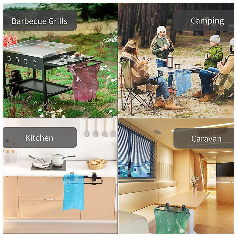 Metal Cabinet Trash Bag Holder with Bows Clamp Stable Clip Installation Litter-Bag Holder for Outdoor