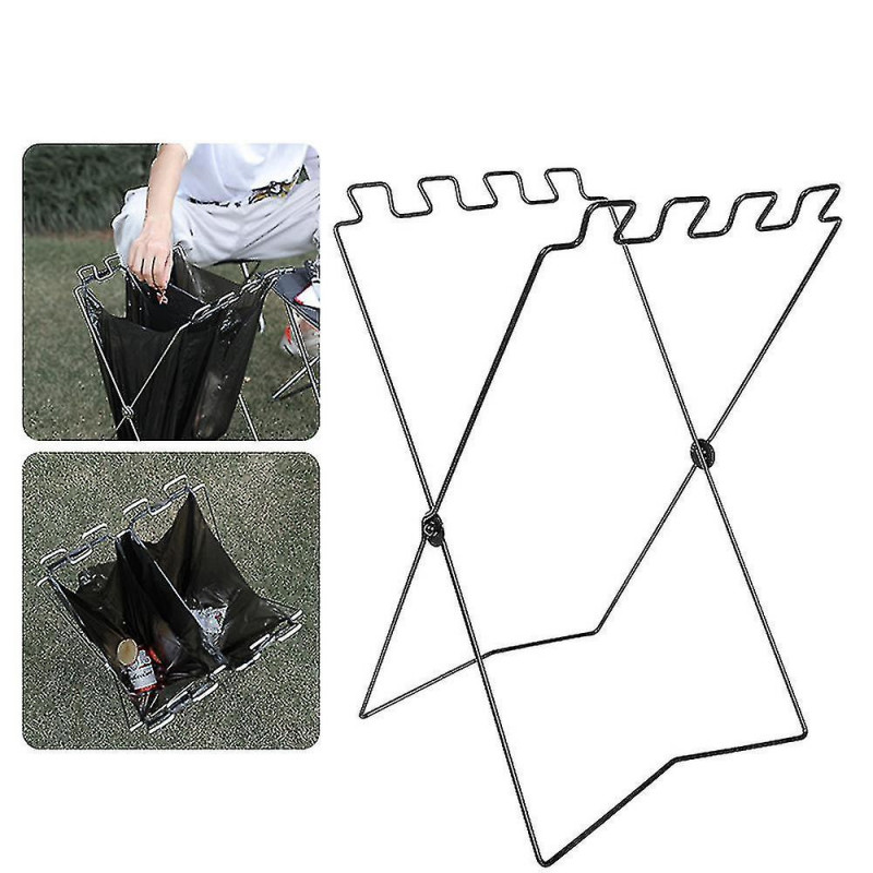 Support de sac à ordures portable, porte-sac en plastique Bbq Trash adapté au camping intérieur et extérieur