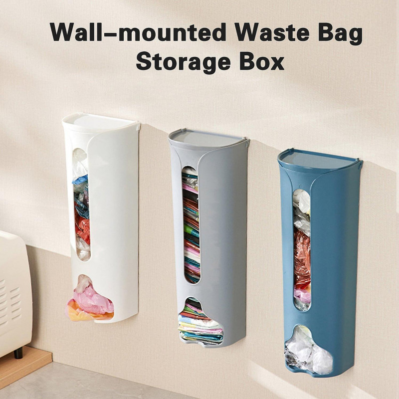 Waste Bag Box Large Capacity Punch-free Self Adhesive with Lid Store Garbage Bag Hanging Organizer H