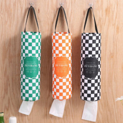 Bag Holder Bottom Opening Mouth Block Rhombus Shape Storage Canvas Hanging Design Bag Dispenser for