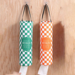 Bag Holder Bottom Opening Mouth Block Rhombus Shape Storage Canvas Hanging Design Bag Dispenser for