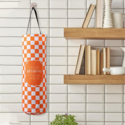 Bag Holder Bottom Opening Mouth Block Rhombus Shape Storage Canvas Hanging Design Bag Dispenser for