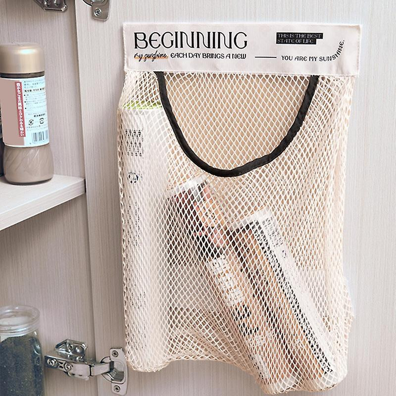 Garbage Bag Holder Hanging Mesh Pouch Kitchen Wall Mounted Trash Bag Container Garbage Bag Organizer