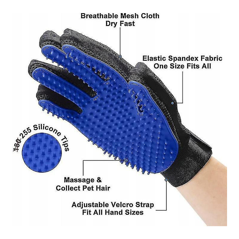 Pet Grooming Gloves - Soft Dusting Brush Gloves - Effective Hair Removal Gloves For Pets - Improved Five-finger [...]