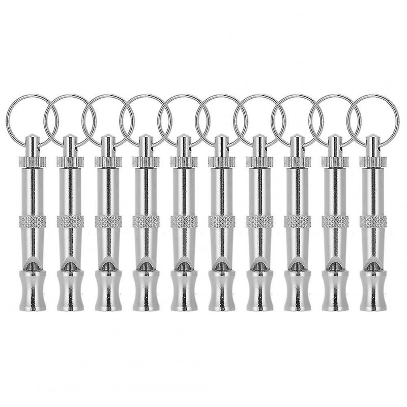 10pcs Adjustable Dog Whistle Trainer Sound Waves Stainless Steel Pet Training Supplies