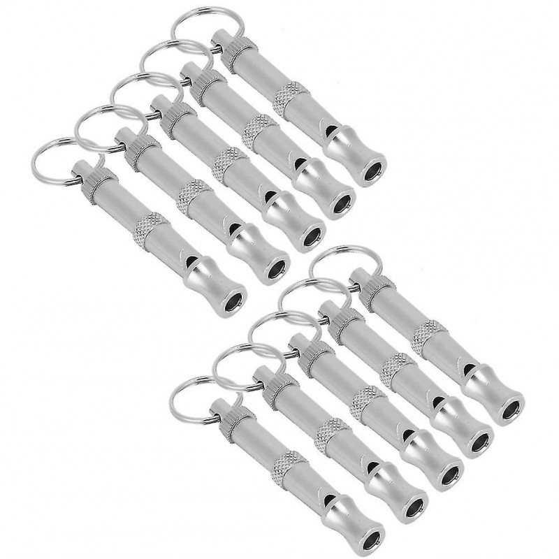 10pcs Adjustable Dog Whistle Trainer Sound Waves Stainless Steel Pet Training Supplies