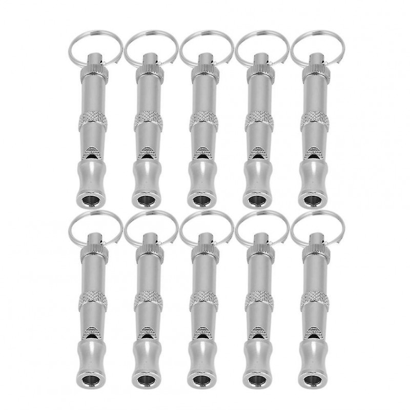 10pcs Adjustable Dog Whistle Trainer Sound Waves Stainless Steel Pet Training Supplies