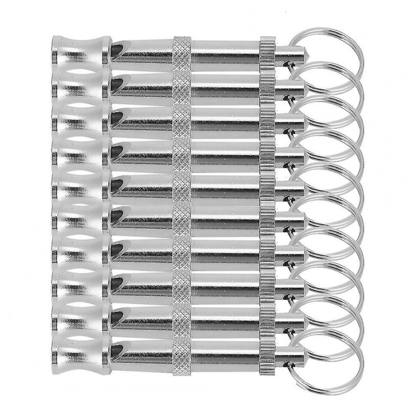 10pcs Adjustable Dog Whistle Trainer Sound Waves Stainless Steel Pet Training Supplies