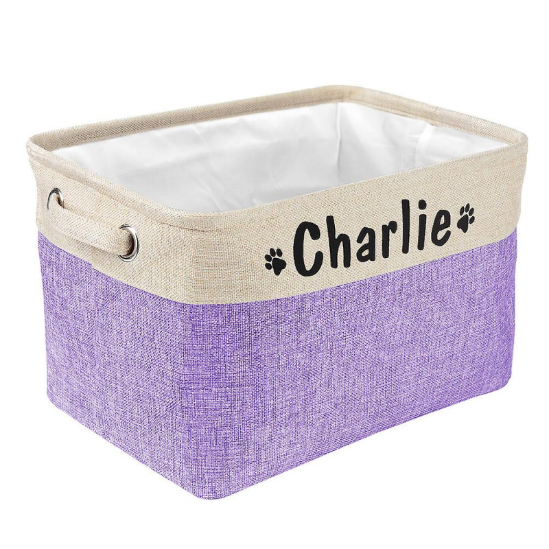 Personalized Pet Dog Toy Storage Basket Dog Canvas Bag Foldable Pet Toys Linen Storage Box Bins Dog Accessories Pet Supp