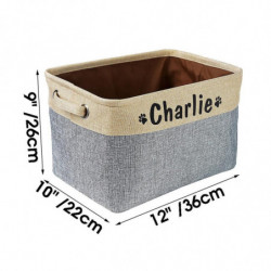 Personalized Pet Dog Toy Storage Basket Dog Canvas Bag Foldable Pet Toys Linen Storage Box Bins Dog Accessories Pet Supp