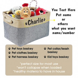 Personalized Pet Dog Toy Storage Basket Dog Canvas Bag Foldable Pet Toys Linen Storage Box Bins Dog Accessories Pet Supp