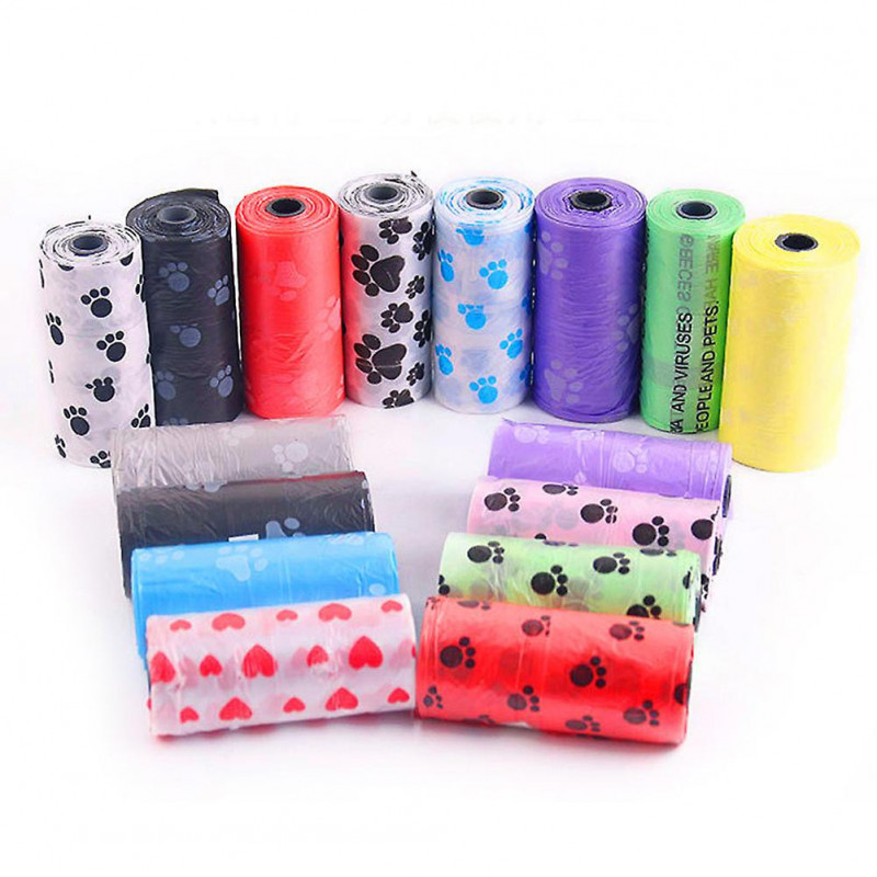 Paw Print Pet Waste Bag 15pcs/Roll Pet Waste Bag 6x2.5cm Strong Load-bearing New