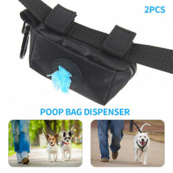 2pcs Waste Pouch Pet Dog Poop Bag Dispenser Portable Pick Up Storage For Leash