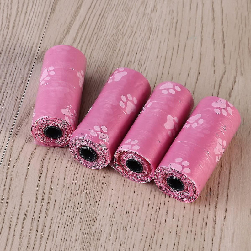 180-count Pet Waste Bags Dog Poop Bags Unscented Biodegradable Dog Paw Prints Pink 12 Rolls