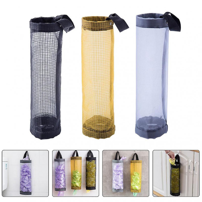 6pcs Plastic Bag Holder Grocery Bag Holder Trash Bags Organizer Mesh Hanging Garbage Bag Dispenser
