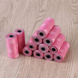 180-count Pet Waste Bags Dog Poop Bags Unscented Biodegradable Dog Paw Prints Pink 12 Rolls