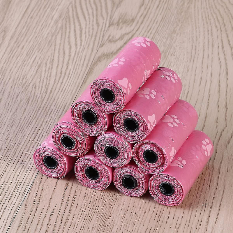 180-count Pet Waste Bags Dog Poop Bags Unscented Biodegradable Dog Paw Prints Pink 12 Rolls