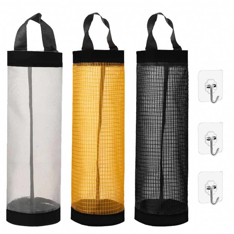 3pcs Washable Eco Friend Hanging Storage Grocery Bag Holders Breathable Mesh