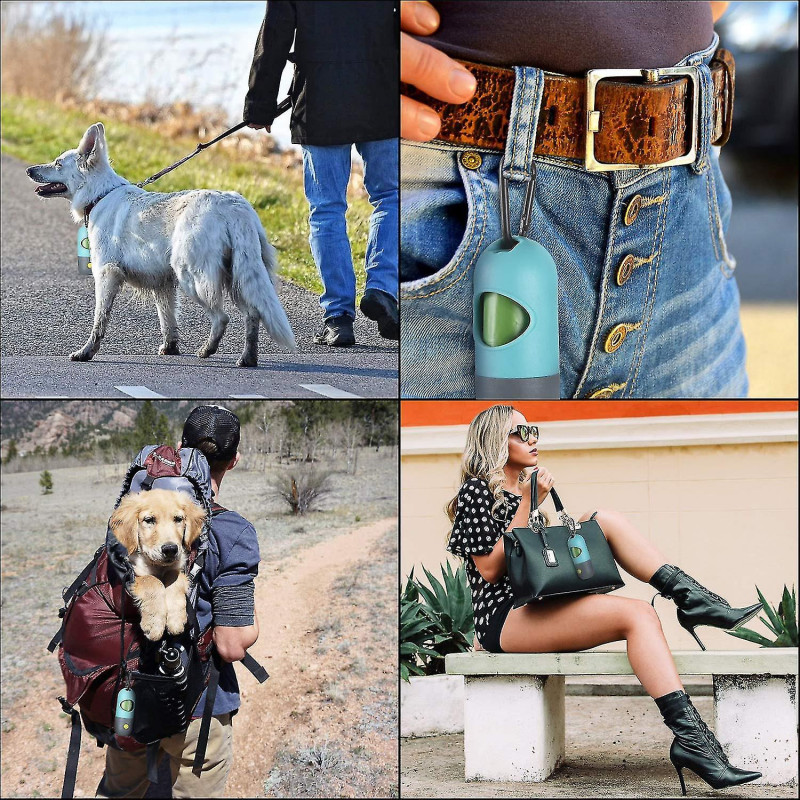 2pcs Dog Poop Waste Bag Holder Dispenser With Led Flashlight