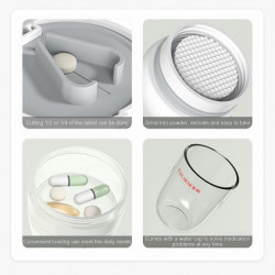 Pill-Cutter Splitter with Dispenser Leak-Proof Carry On Medicine Container for Outdoor Travel