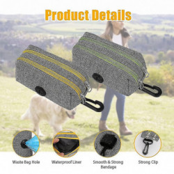 Dog Poop Bag Holder Pet Litter Bag Dispenser With 2 Zippers, Spring Fasteners And Durable (2 Pieces) Grey Dog Poop Bag Holder Pet Litter Bag Dispenser With 2 Zippers, Spring Fasteners And Durable (2 Pieces) Grey