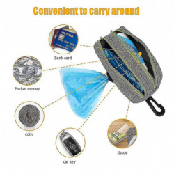 Dog Poop Bag Holder Pet Litter Bag Dispenser With 2 Zippers, Spring Fasteners And Durable (2 Pieces) Grey Dog Poop Bag Holder Pet Litter Bag Dispenser With 2 Zippers, Spring Fasteners And Durable (2 Pieces) Grey