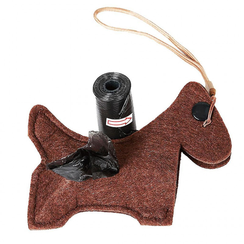 Pets Dogs Poop Waste Dispenser Box Poop Removal Disposal Bags Holder Brown