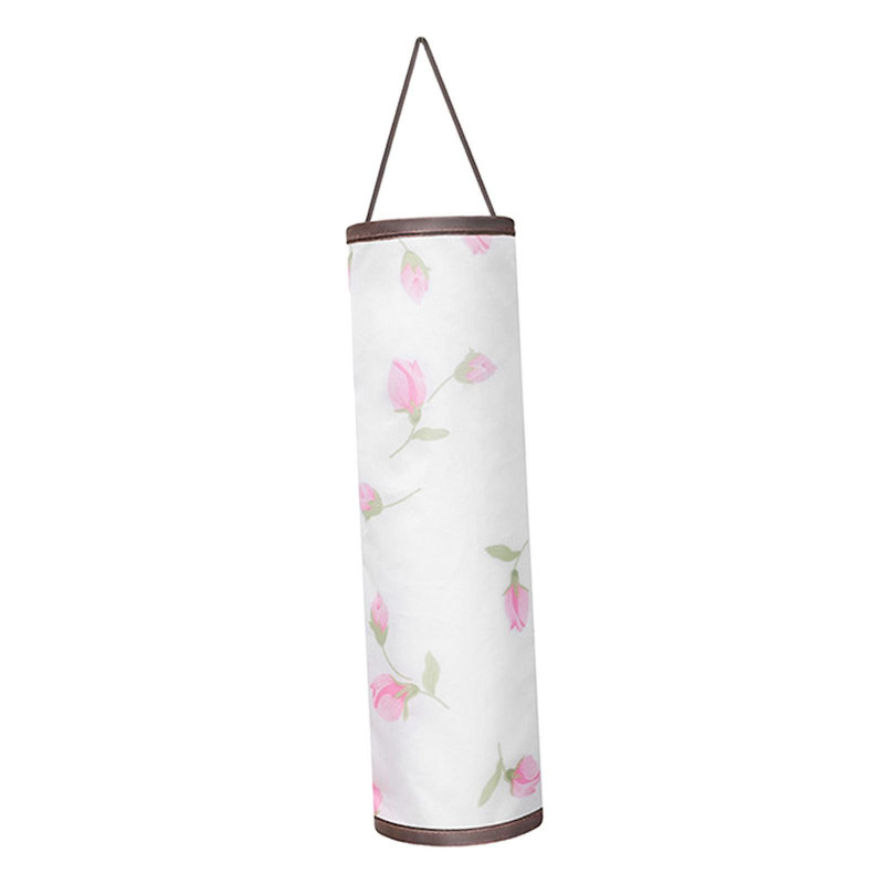 Grocery Plastic Bag Holder Garbage Shopping Bag Dispenser White Flower