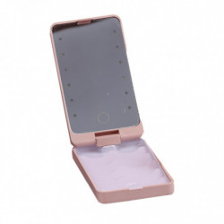 360 Rotation False Eyelash Holder Storage Case With Led Light Mirror Pink