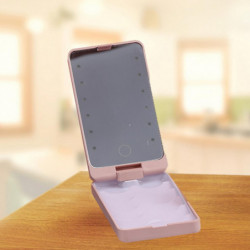 360 Rotation False Eyelash Holder Storage Case With Led Light Mirror Pink