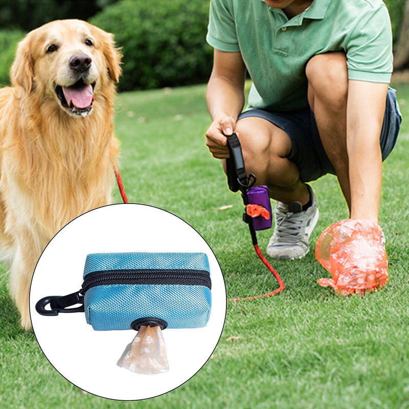 2pcs Pet Dog Poop Waste Bag Dispenser Holder Poo Bags For Puppy Blue Black