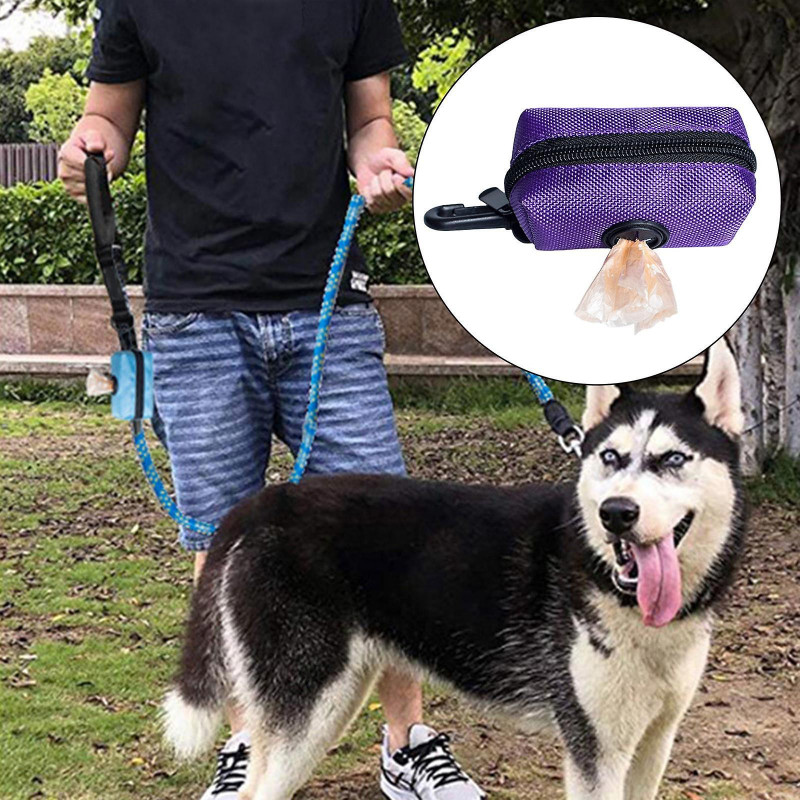 2pcs Pet Dog Poop Waste Bag Dispenser Holder Poo Bags For Puppy Black Purple