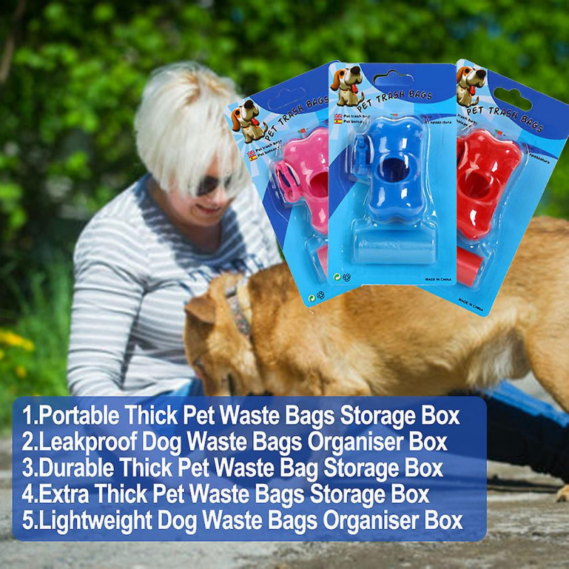 Dog Poop Pickup Bag with Bone Type Case Leakproof Dog Waste Bags Organiser Box for Dogs Puppy