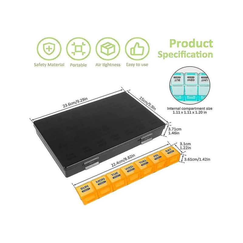 Mensuel 1 fois par jour, avec 28 compartiments 4 semaines boîte de distribution de pilules avec couvercles [...]