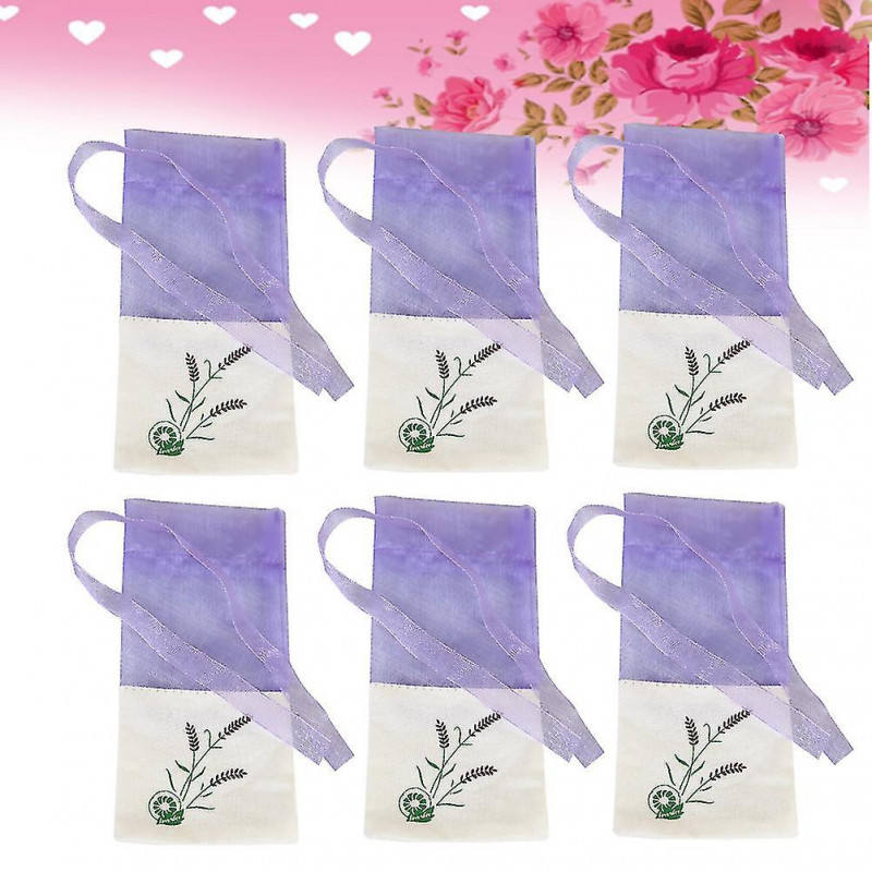 6 Pcs Lavande Sachets Parfumés Sacs en Sachet de Coton Sacs Pochette Lavande Sachet