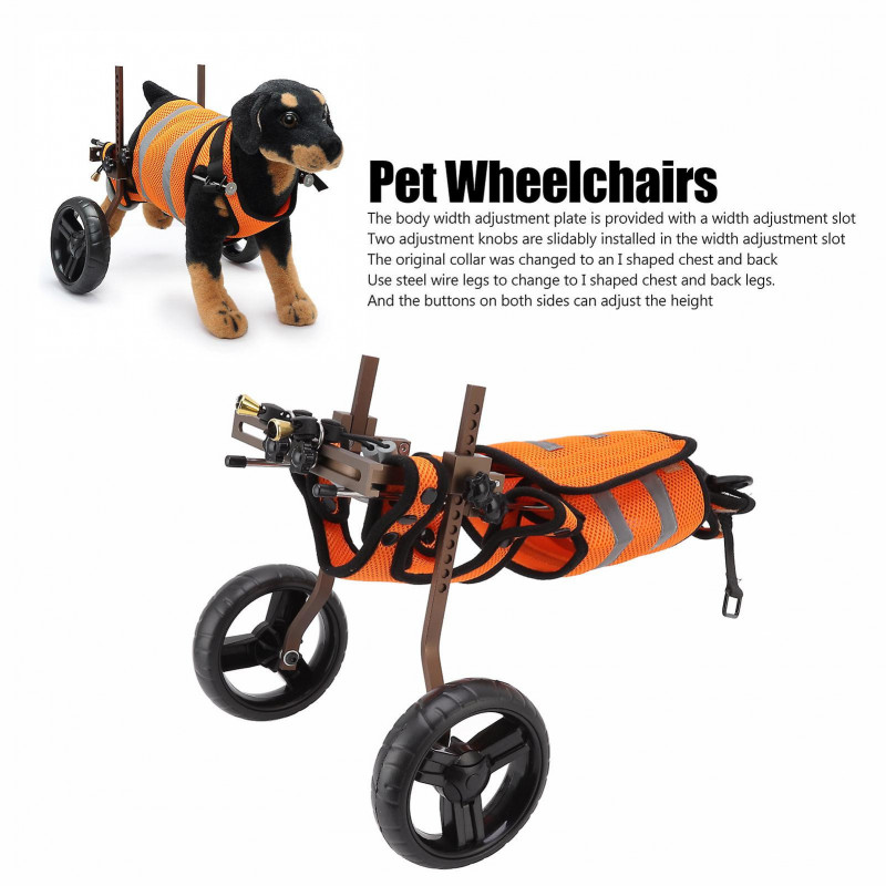 Pet Wheelchairs Adjustable Aluminum Alloy Portable Pet Rehabilitation Wheelchairs With Reflective Strips And Hook Loop