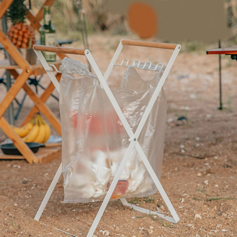 Porte-sac poubelle Metal Garbage Bag Holder Portable Outdoor Leaf Bag Stand pour Camping Picnic Kitchen