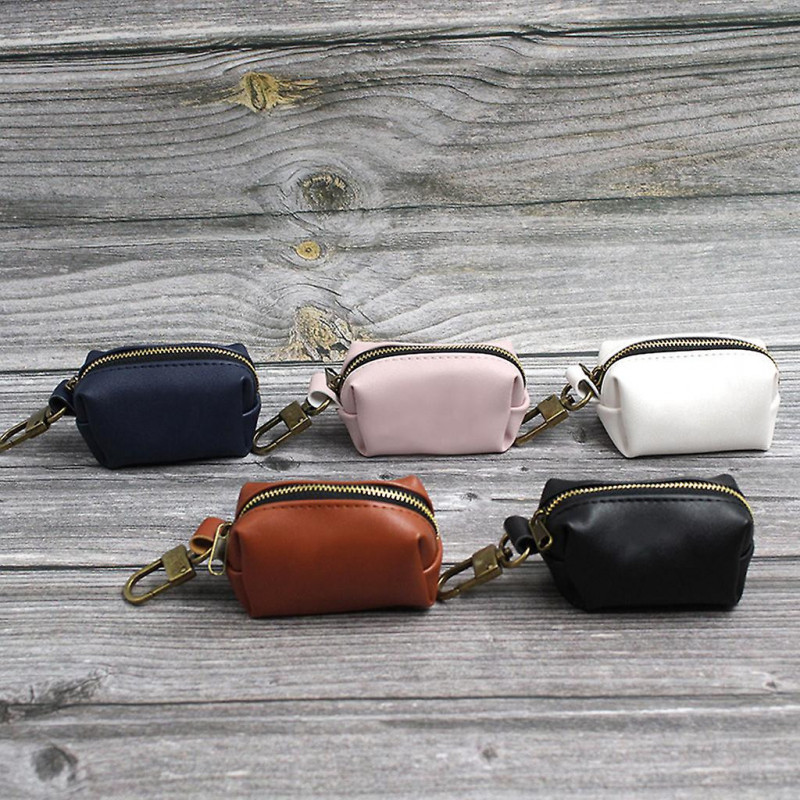 Travel Outdoor Protable Dog Poop Bag Dispenser PU Leather Pouch Pet for Cat Pick Up Poop Bag Holder Waste Bags Organizer