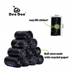 Deodoo Dog Poop Bags Biodégradable Extra Épais Forte Biobase Respectueux de l’environnement Doggie Black Cat Waste Bags