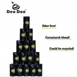 Deodoo Dog Poop Bags Biodégradable Extra Épais Forte Biobase Respectueux de l’environnement Doggie Black Cat Waste Bags