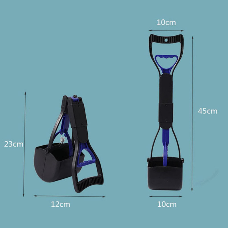 Foldable Dog Pooper Scooper For Large And Small Dogs Concrete Ground Surface Blue Foldable Dog Pooper Scooper For Large And Small Dogs Concrete Ground Surface Blue