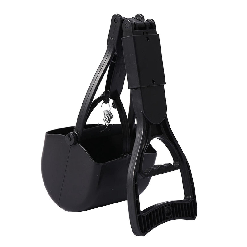 Foldable Dog Pooper Scooper For Large And Small Dogs Concrete Ground Surface Black