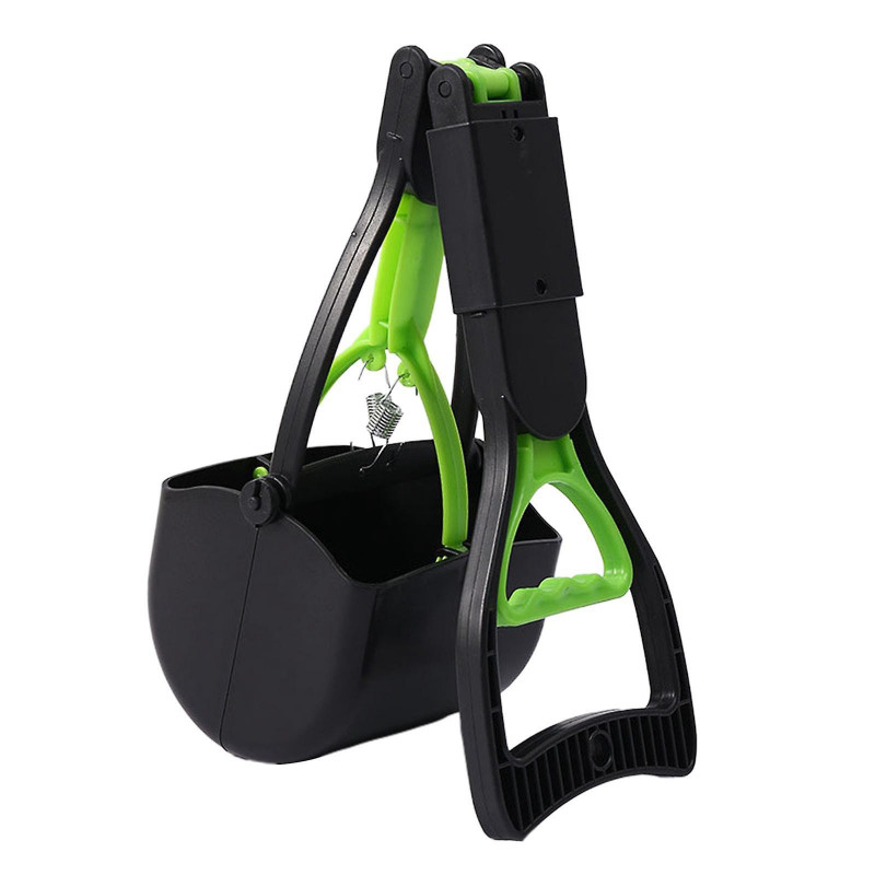 Foldable Dog Pooper Scooper For Large And Small Dogs Concrete Ground Surface Green