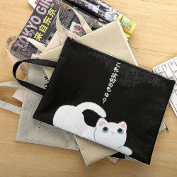 1 Cute Cartoon Zipper Document Bag Student Oxford Cloth Storage Bag