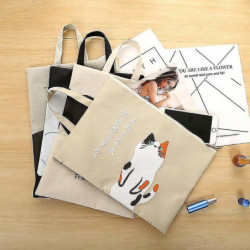 1 Cute Cartoon Zipper Document Bag Student Oxford Cloth Storage Bag