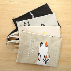 1 Cute Cartoon Zipper Document Bag Student Oxford Cloth Storage Bag