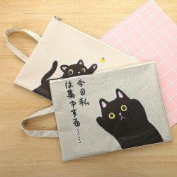 1 Cute Cartoon Zipper Document Bag Student Oxford Cloth Storage Bag