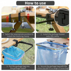 Metal Cabinet Trash Bag Holder With Bows Clamp Multi-purpose High Load Carrying Waste Bag For Gardens