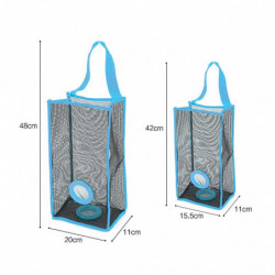 Hanging Folding Mesh Garbage Bag Organizer Trash Bags Holder Recycling Containers Storage for Kitchen - Size S(Blue)